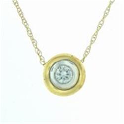 1/5 ctw Bezel Set Diamond Solitaire Yellow Gold Necklace
