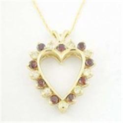 1.5ctw Red & White Dia Heart Pendant w/ Chain