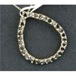1.33 ctw Black Dia Tear Drop 10KY Pendant Necklace