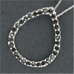 1.33 ctw Black Dia Tear Drop 10KW Pendant Necklace
