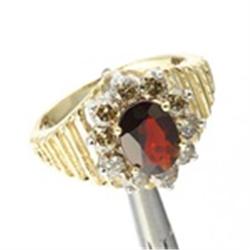 2 ctw Garnet & Diamond Yellow Gold Ring