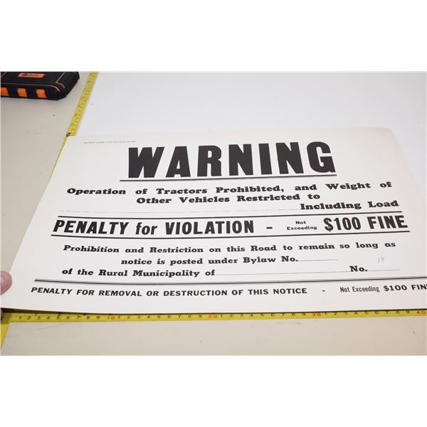 NOS SARM No Tractors Sign