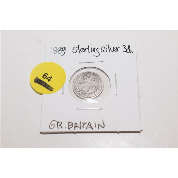 1889 Sterling Silver 3 pence Coin (not verified)
