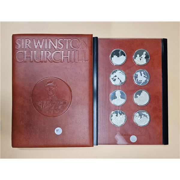 8 pc Winston Churchill ~12 troy oz. Sterling Silver Coin Set