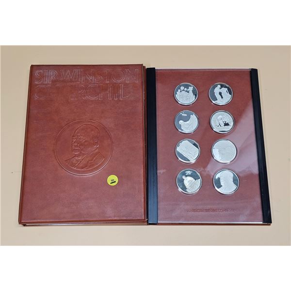 8 pc Winston Churchill ~12 troy oz. Sterling Silver Coin Set