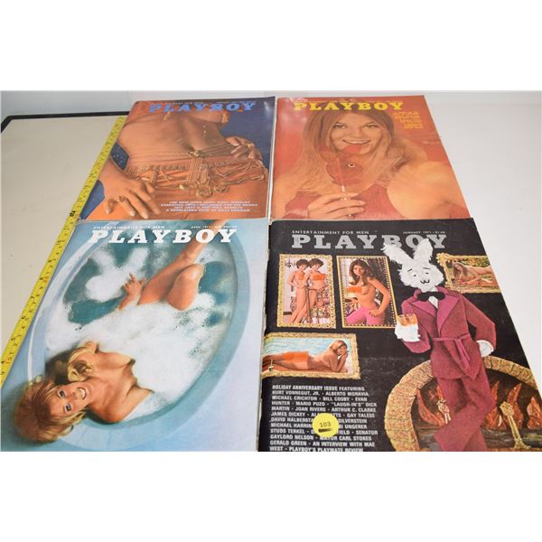 (4) 1971 Playboy Magazines Exc.