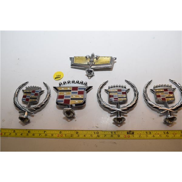(5) Vintage Chrome Hood Ornaments – Cadillac, Caprice