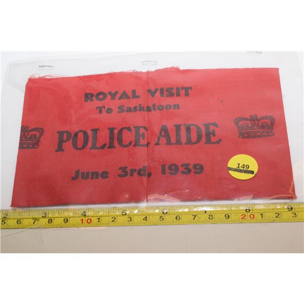 RARE 1939 Royal Visit Police Arm Band