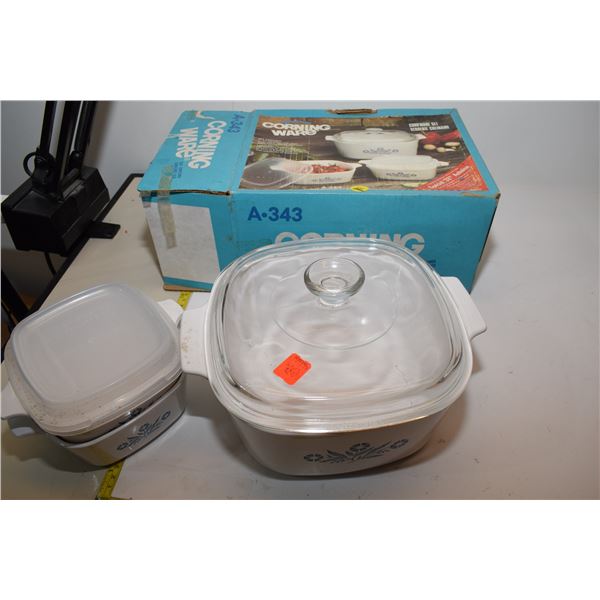 NOS Pyrex Corning Ware Blue Cornflower Cookware Set