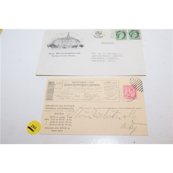 1955 Bessborough Envelope (Saskatoon, SK) & Interesting Paper