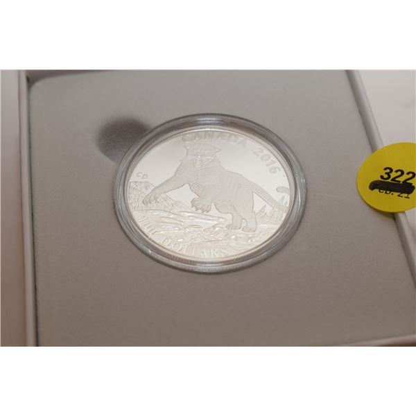 2016 Canada $100 1oz Fine Silver Coin in Display Box