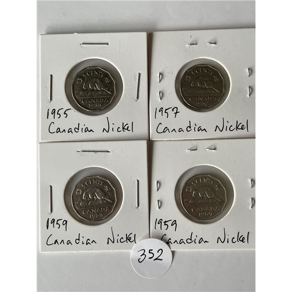 4 Canadian Nickels 1955-59