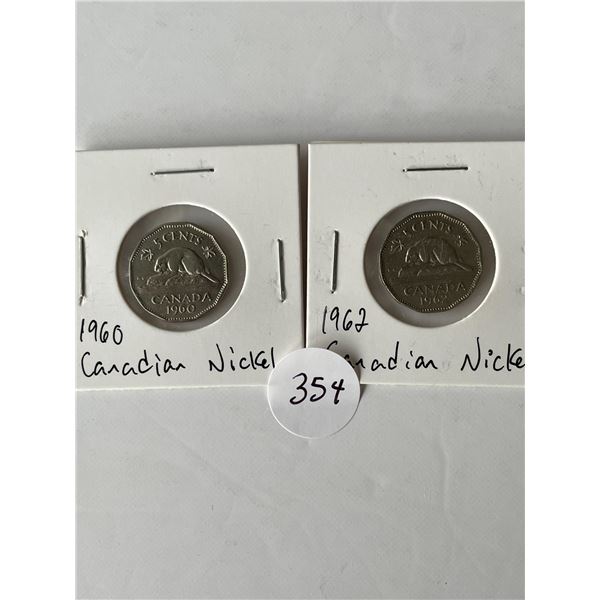 2 Canadian Nickels 1960, 1962