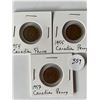 Image 1 : 3 Canadian Pennies 1954, 1955, 1957