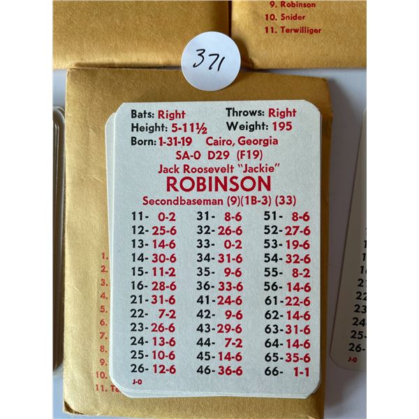 APBA 3 sets of 1951 Brooklynn Dodgers cards includes 3 Jackie Robinson cards