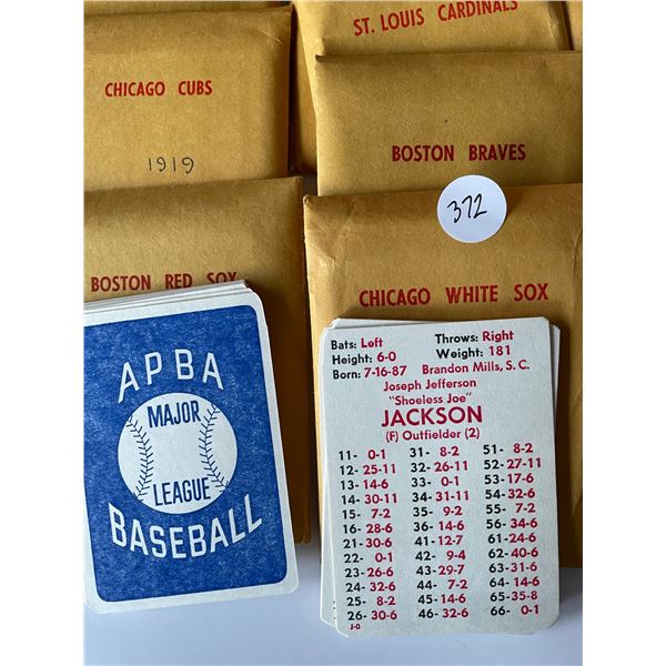 APBA Complete 1919 Teams set baseball cards includes Shoeless Joe Jackson card