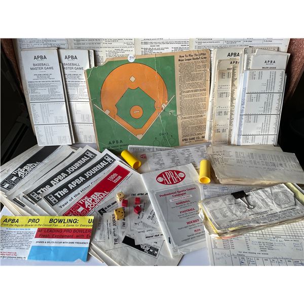 APBA Full Collection of instructions, stat boards, game board and journals.
