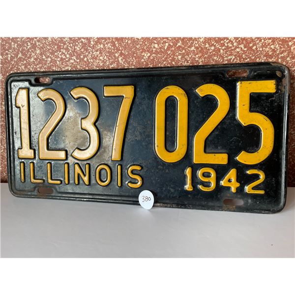 Original 1942 Illinois License Plate WW2