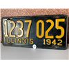 Image 1 : Original 1942 Illinois License Plate WW2
