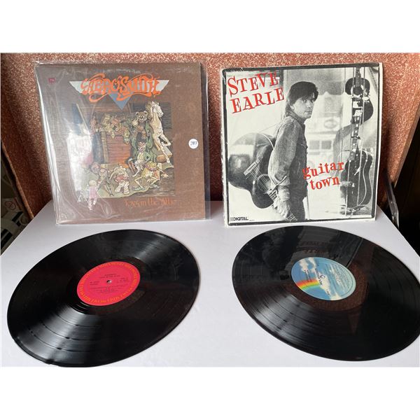 2 Vintage Vinyl Records Aerosmith and Steve Earle