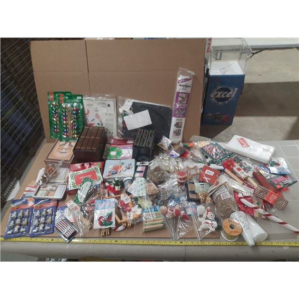 Box of Gift Cards, Home Decorative Items, Miniature Items, etc. (Mostly New)