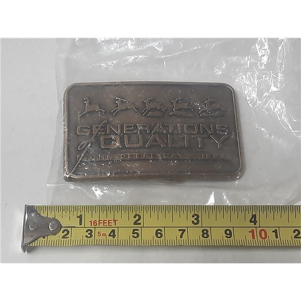 Vinatge John Deere "Generations of Quality" commemorative belt buckle from 1992/93.