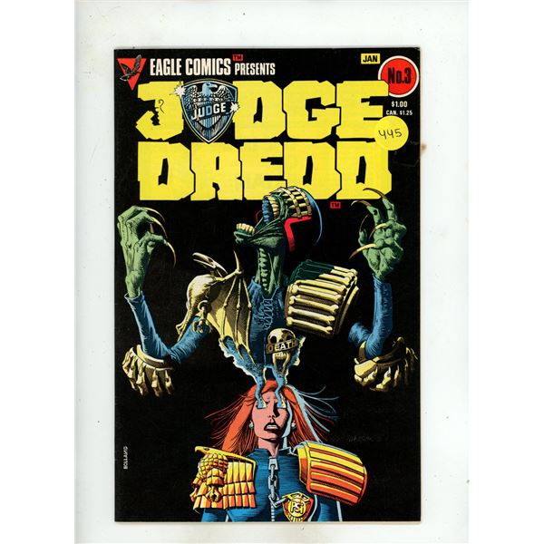 Vintage Judge Dredd #3 comic book published by Eagle Comics in January 1984, featuring a cover illus