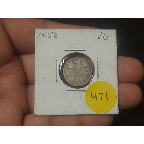 1888 Canada Silver 10 Cents.