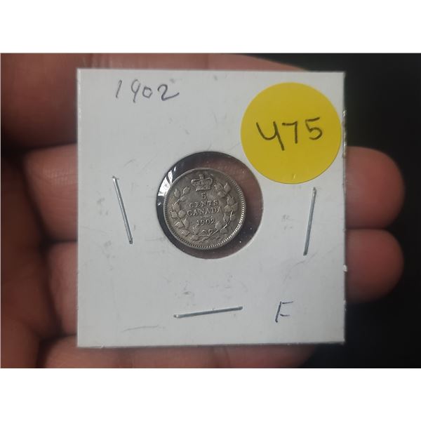 1902 Canada Silver 5 Cents.