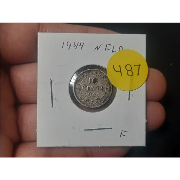 1944 New Foundland Silver 10 Cents.