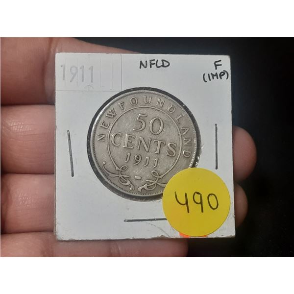 1911 New Foundland Silver 50 Cents.