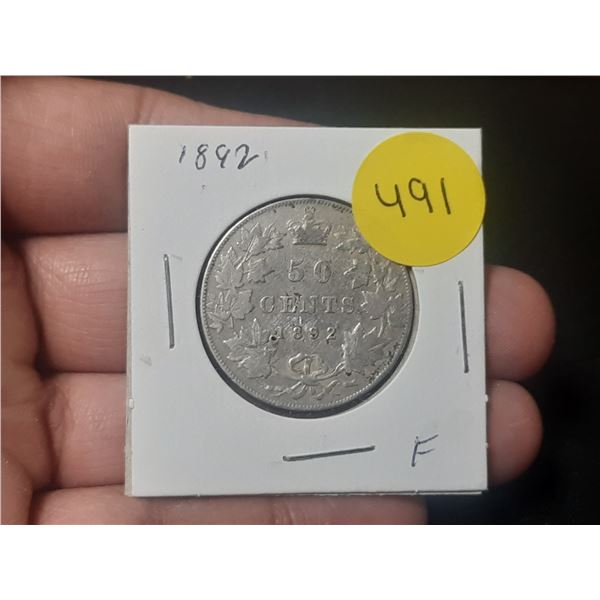 1892 Canada Silver 50 Cents.