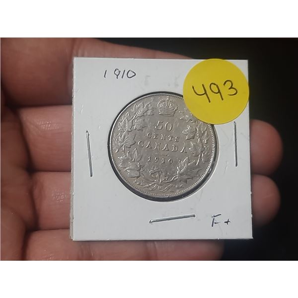 1910 Canada Silver 50 Cents.