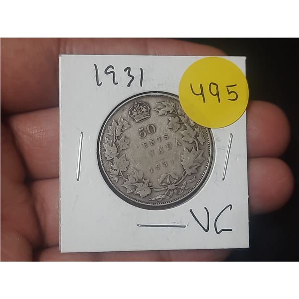 1931 Canada Silver 50 Cents.