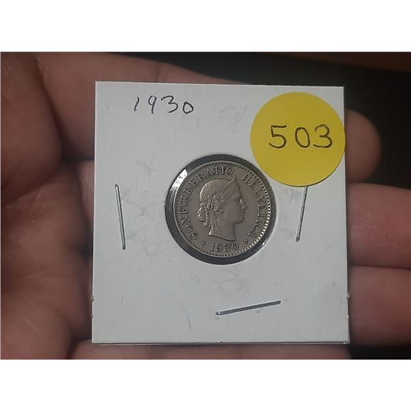 1930 Swiss 10 Rappen Coin.