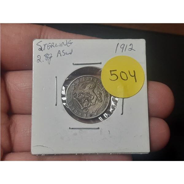 1912 British Silver One Shilling Coin.