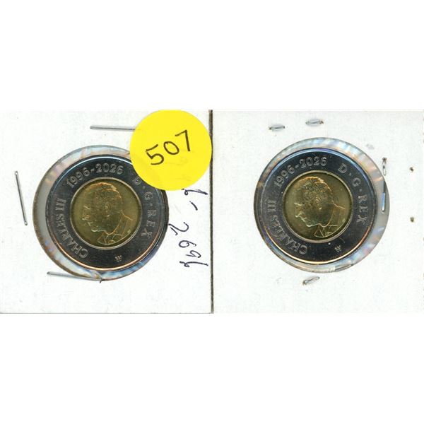 (2)  2026 Canadian 2-dollar coin commemorating the 30th anniversary of the toonie, featuring the eff