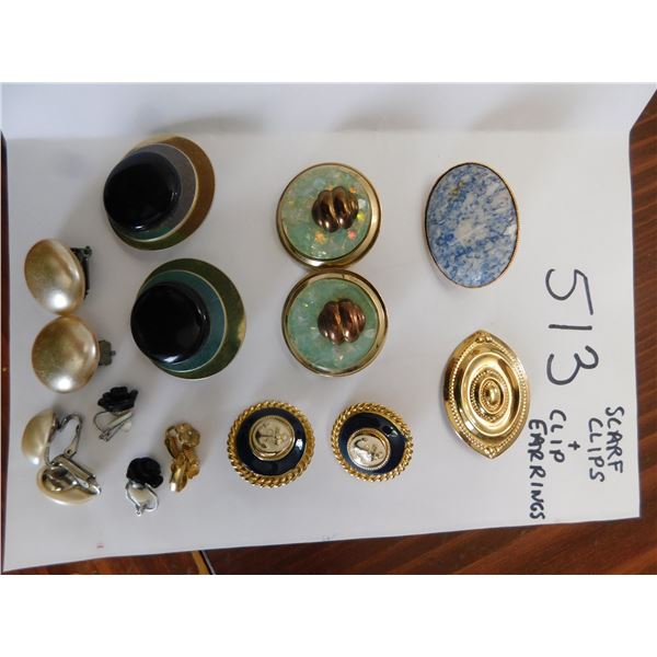 VINTAGE SCARF CLIPS AND CLIP EARINGS
