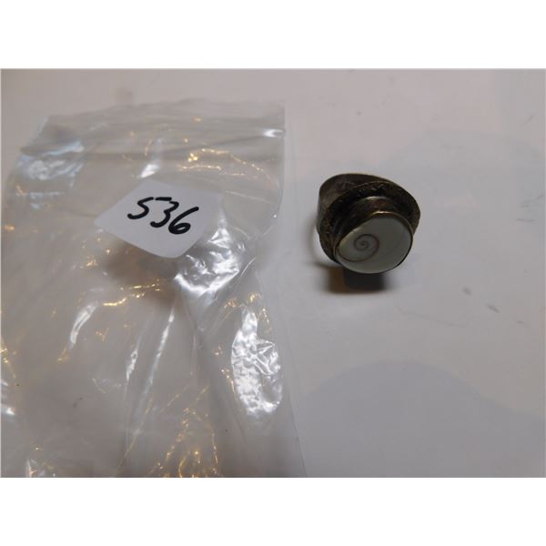 SHIVA EYE OPERCULUM SHELL RING IN STERLING