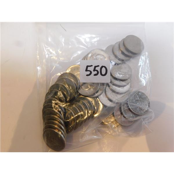 40-1967 FIVE CENTS, RABBIT NICKELS