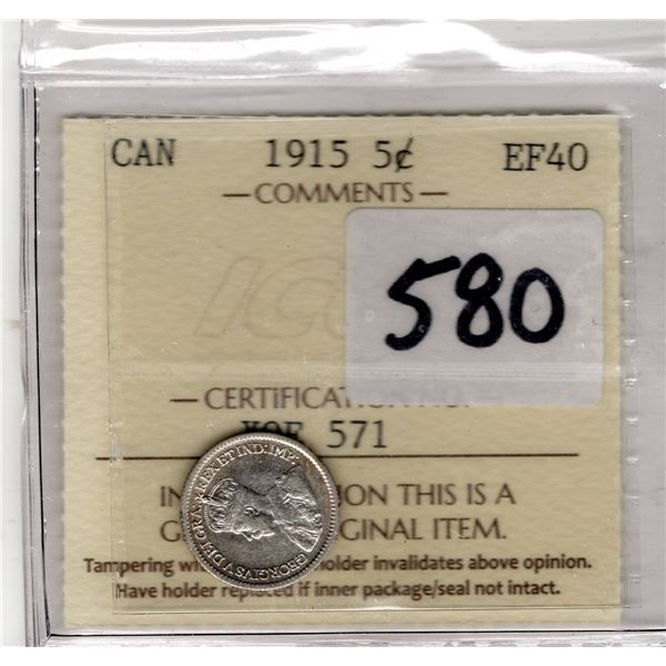 ICCS 1915 FIVE CENT EF-40