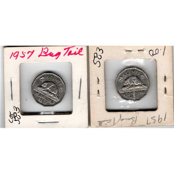 2-1957 BUGTAIL FIVE CENT