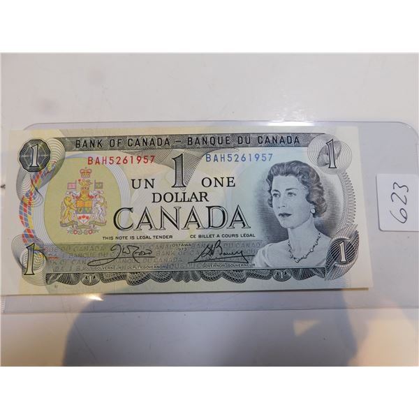 1973 ONE DOLLAR BIRTHDAY SERIAL NUMBER BILL, MAY 26, 1957, UNC