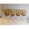 Image 1 : 4-AMBER AND CLEAR HAND BLOWN, WINTERTHUR JEWEL TONE WATER/WINE GOBLETS