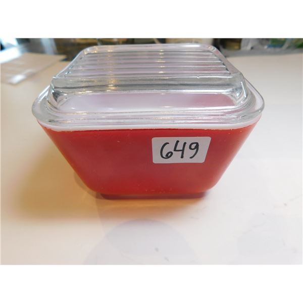 PYREX RED ONE POUND BUTTER DISH WITH LID