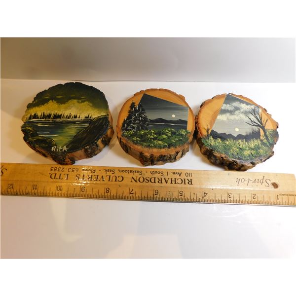 RITA SIGNED WOOD SLAB PAINTINGS