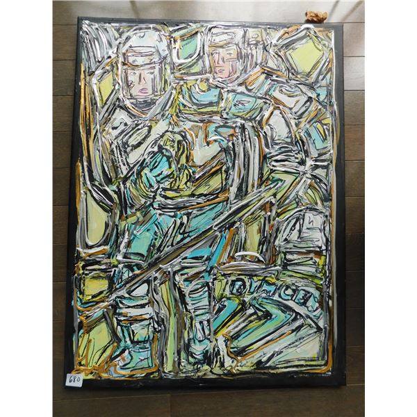 HOCKEY PLAYER ABSTRACT ART- 24" by 18"