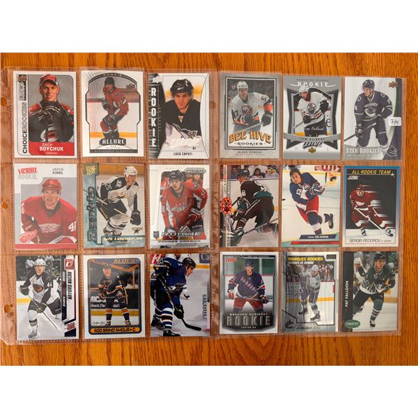 Assorted Rookie Cards - 2 Sheets (18 Hockey Cards)