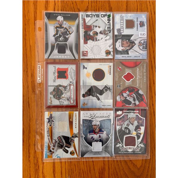Assorted Jersey Cards - 1 Sheet (9 Hockey Cards)