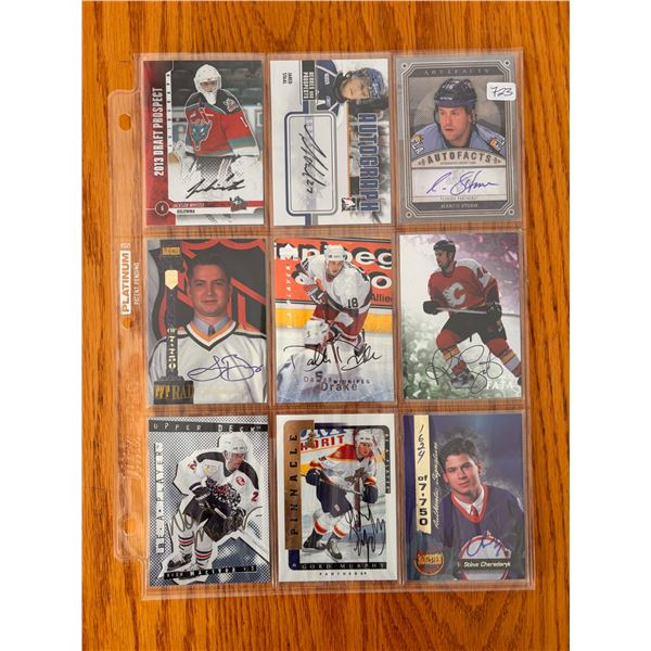 Autographed Hockey Cards - 1 Sheet (9 Hockey Cards)